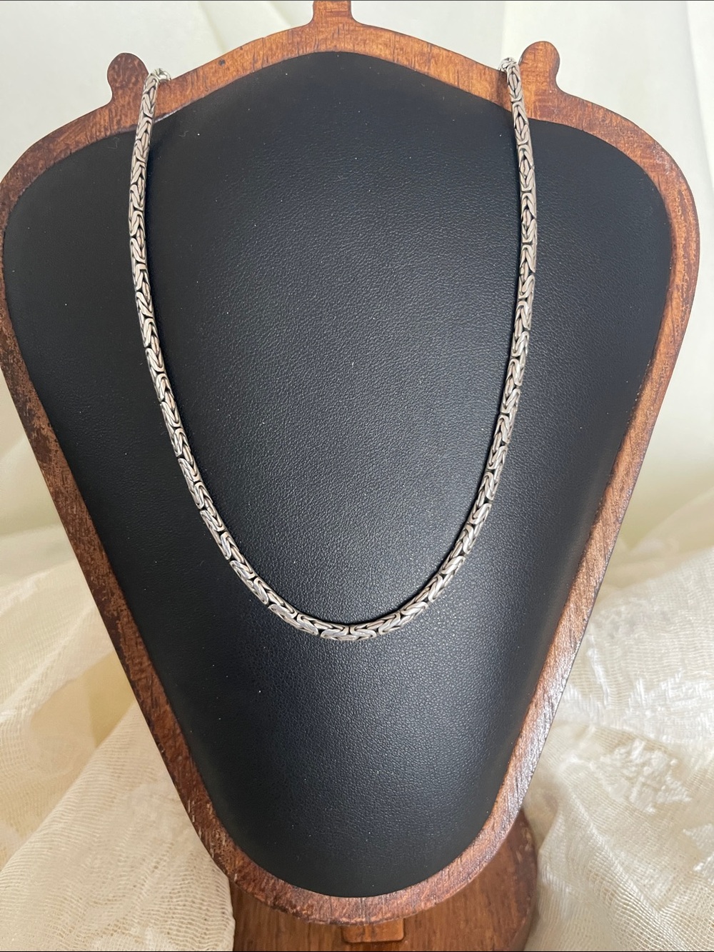 Sterling Silver Textured Chain Necklace - Silver 925